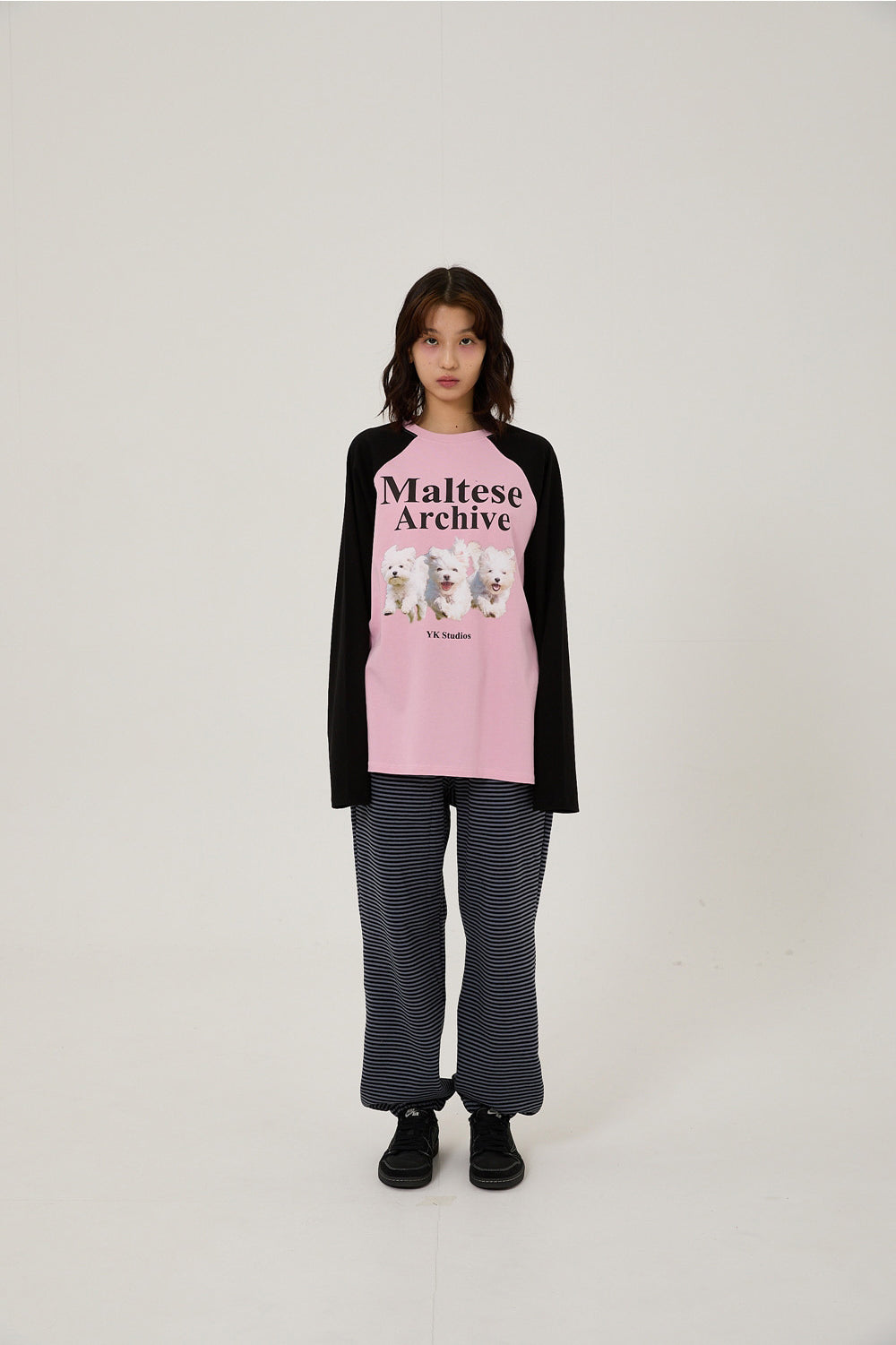 WAIKEI -  Maltese archive raglan long sleeve tshirts PINK