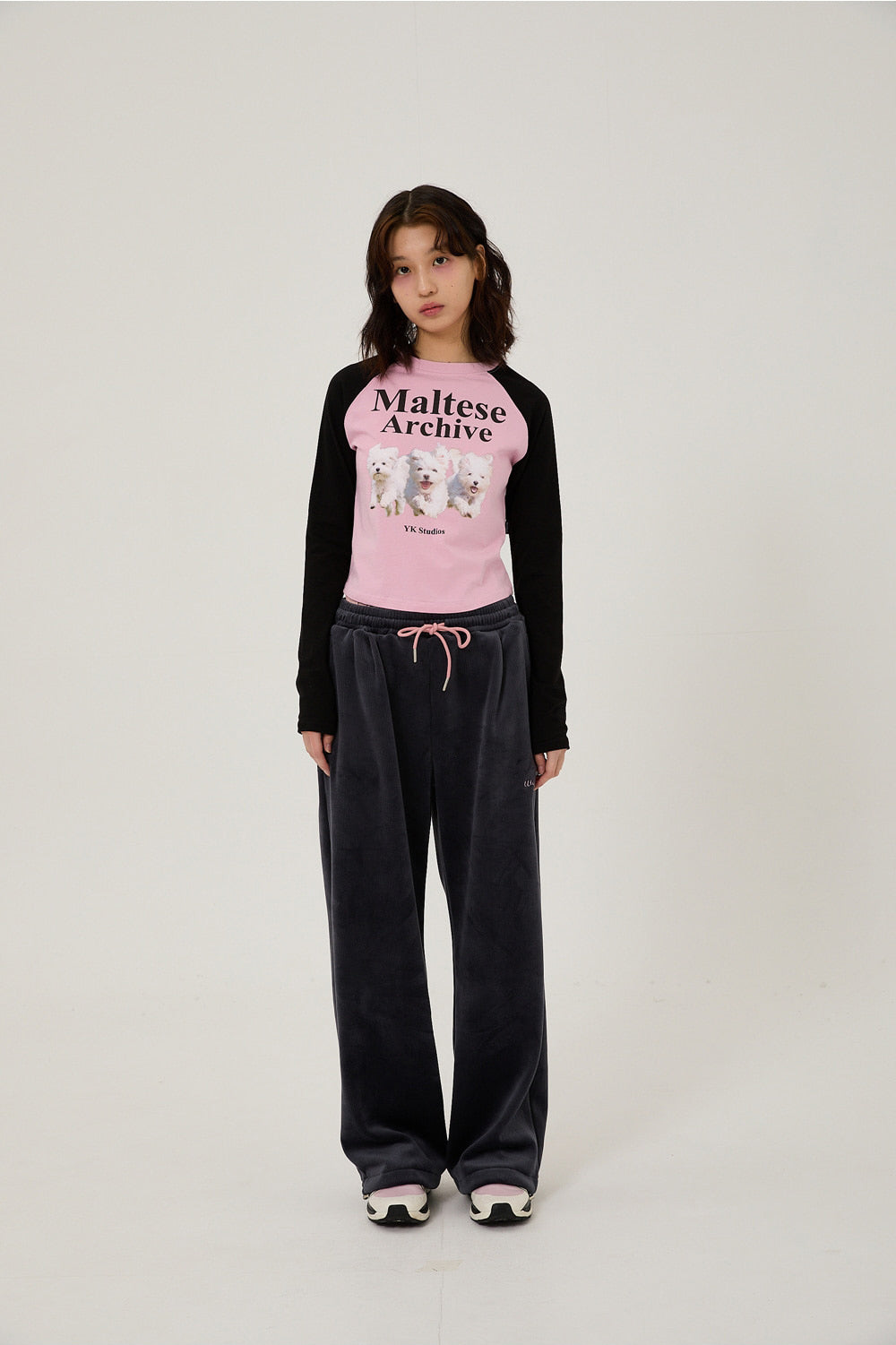 WAIKEI -  Maltese archive raglan long sleeve tshirts PINK