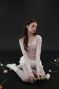 DRYROSE -  LACE RIBBON SLEEVELESS (PINK)