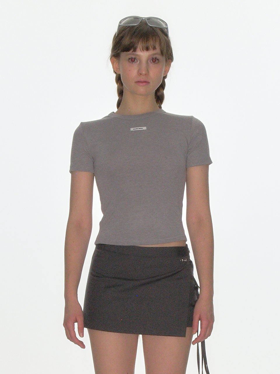 CRANK -  CREW NECK BASIC TOP_MELANGE GREY