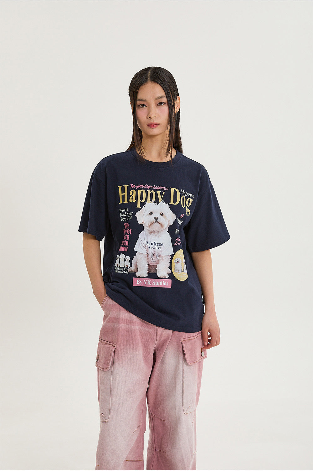 WAIKEI -  Maltese magazine half sleeve T-shirt NAVY