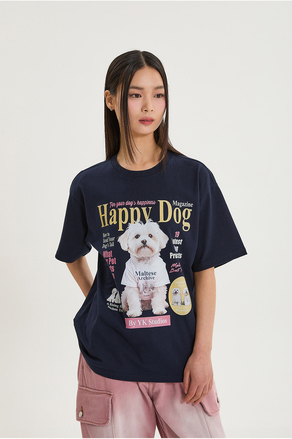 WAIKEI -  Maltese magazine half sleeve T-shirt NAVY