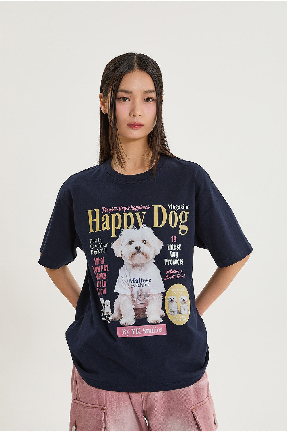 WAIKEI -  Maltese magazine half sleeve T-shirt NAVY