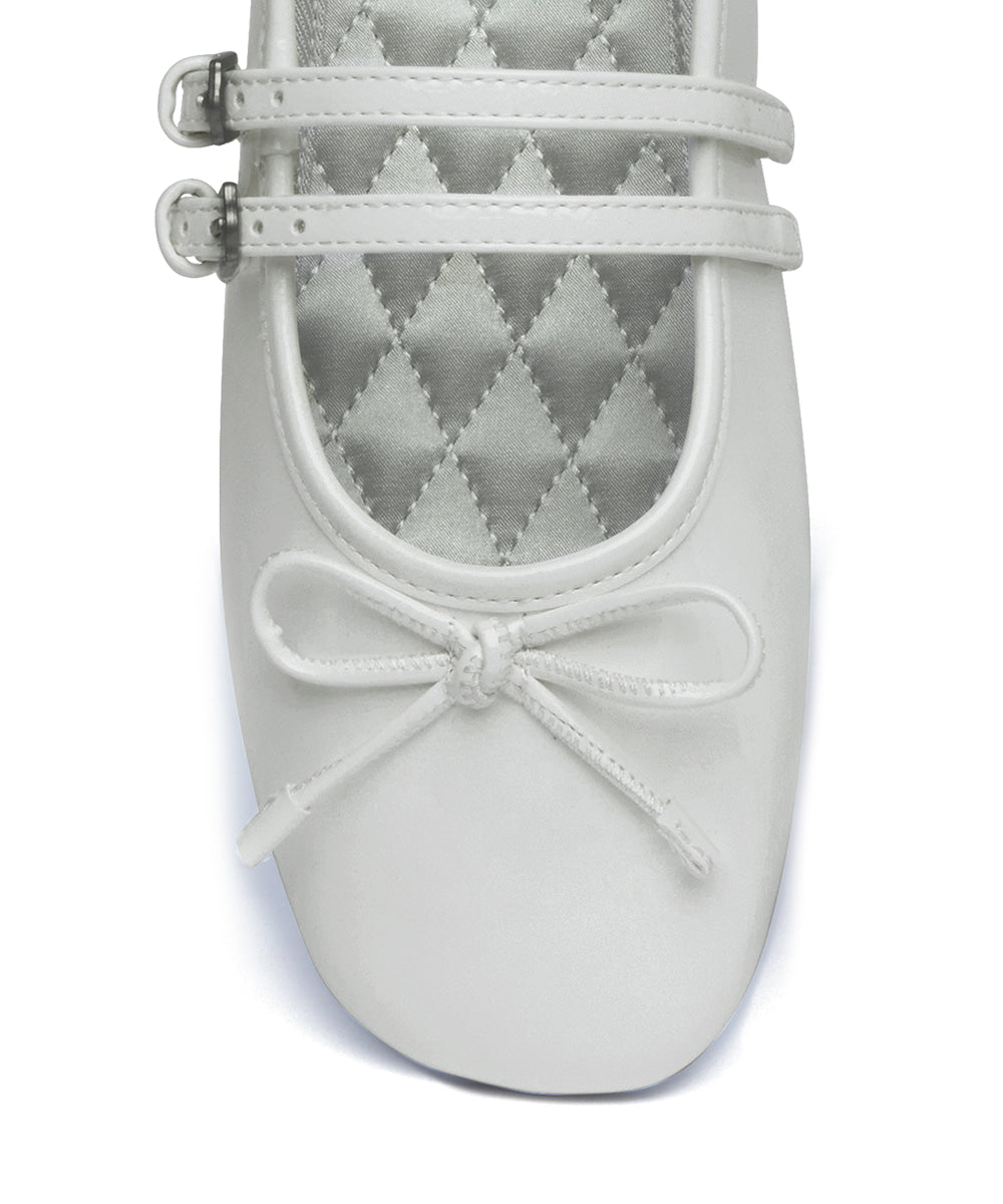 ROCKFISH WEATHERWEAR - SQUARE TOE TWO STRAP MARYJANES(ENAMEL) WHITE