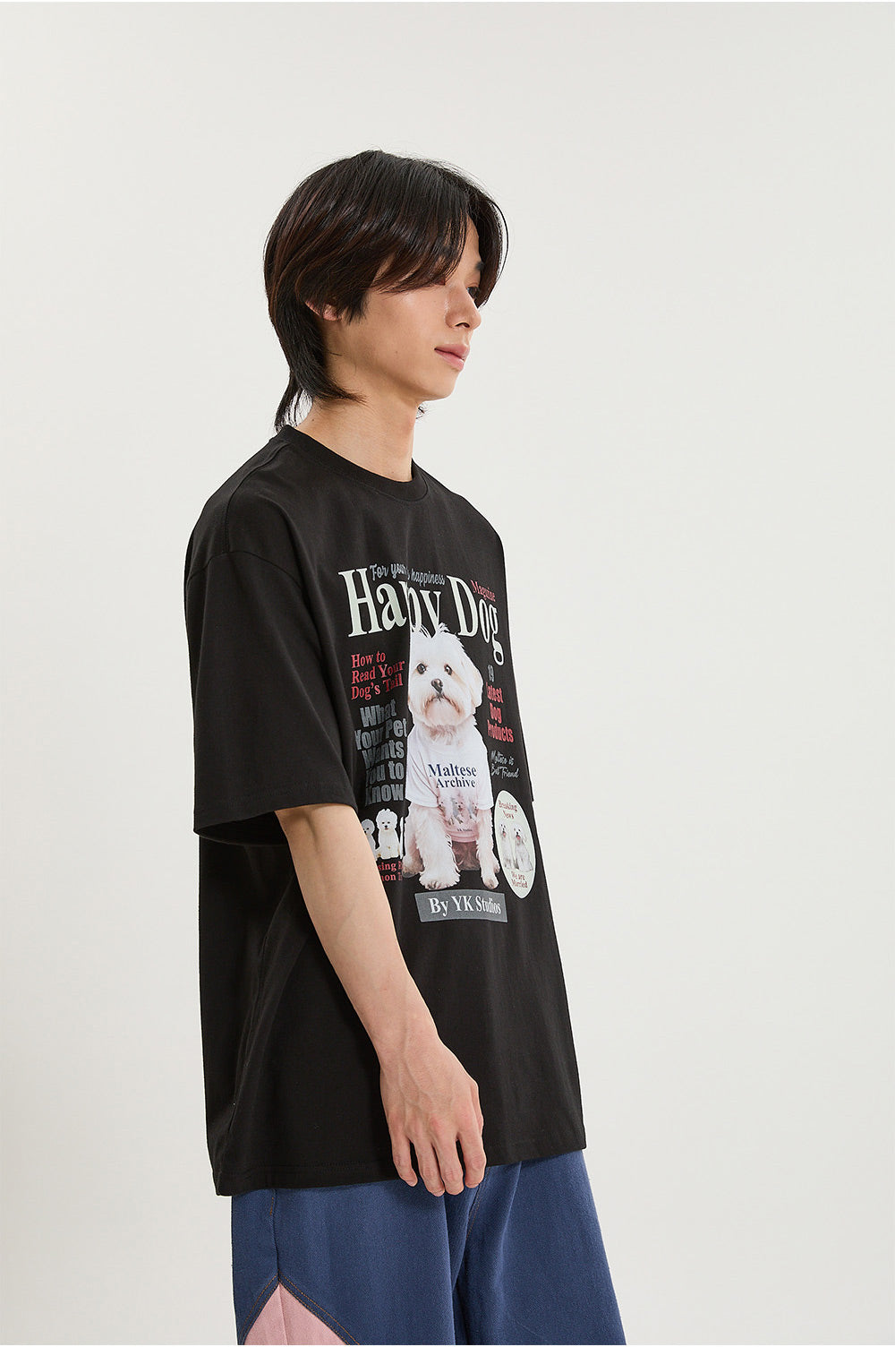 WAIKEI -  Maltese magazine half sleeve T-shirt BLACK