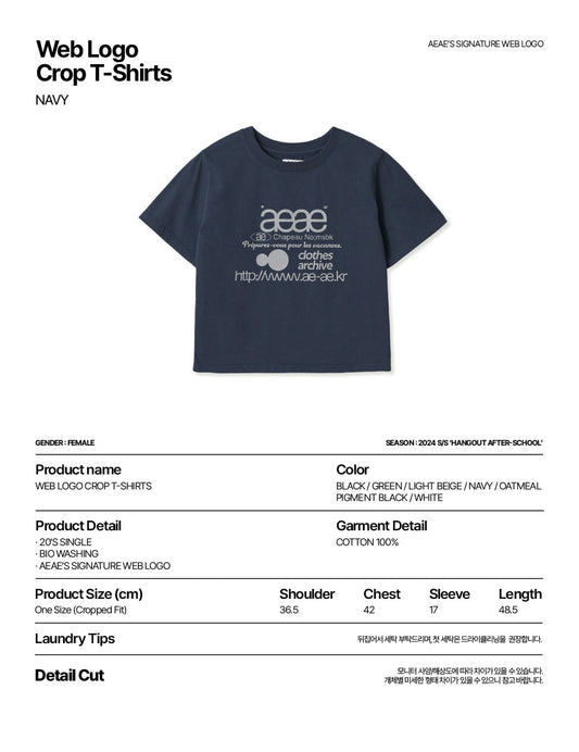 AEAE -  WEB LOGO CROP T-SHIRTS [NAVY]