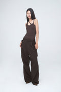 NACHE- CONSTRICT HOLE WIDE PANTS (UNISEX) DARK BROWN