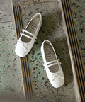 ROCKFISH WEATHERWEAR - SQUARE TOE TWO STRAP MARYJANES(ENAMEL) WHITE