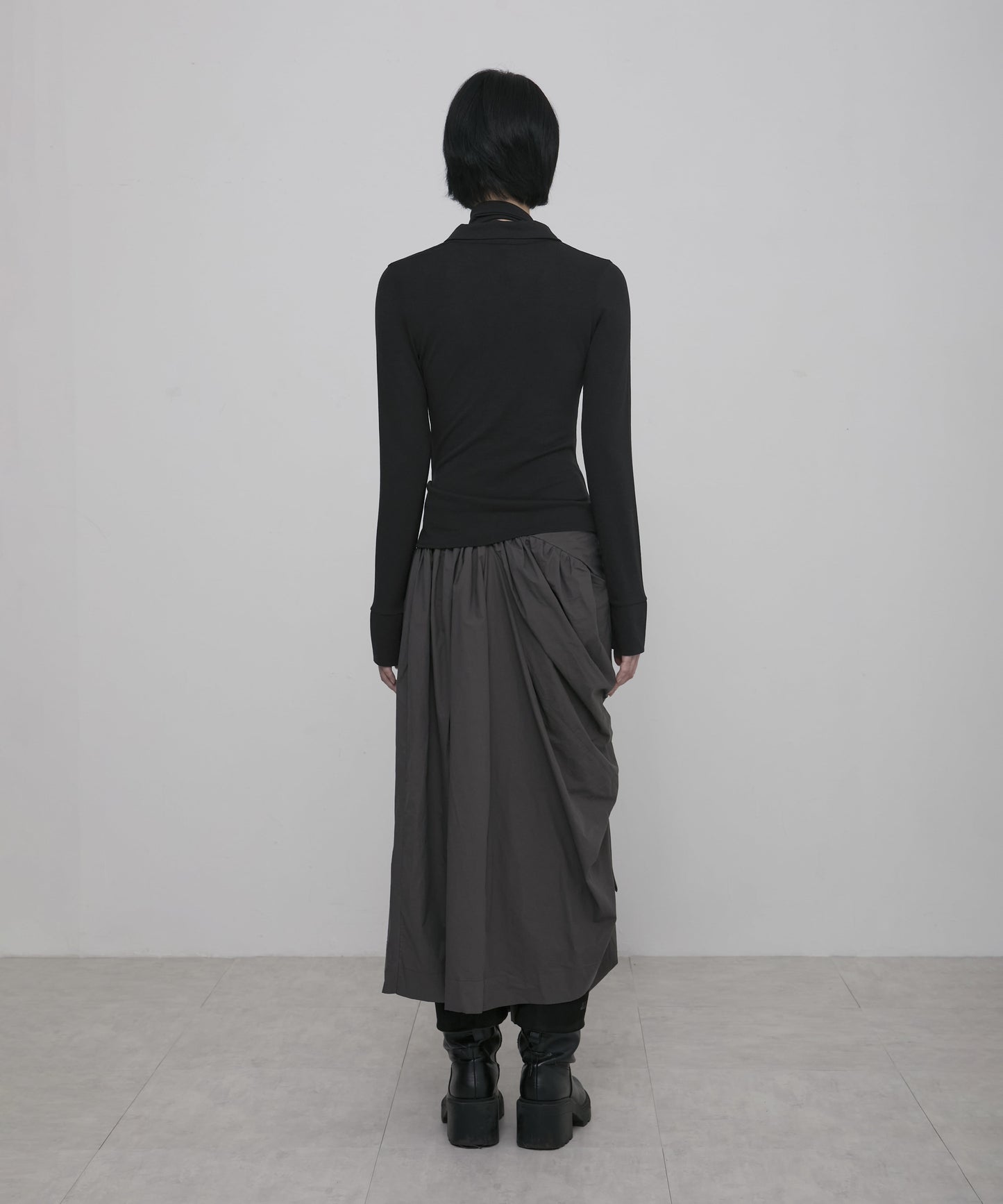 FLAREUP - Asymmetrical Draped Shirt / Black