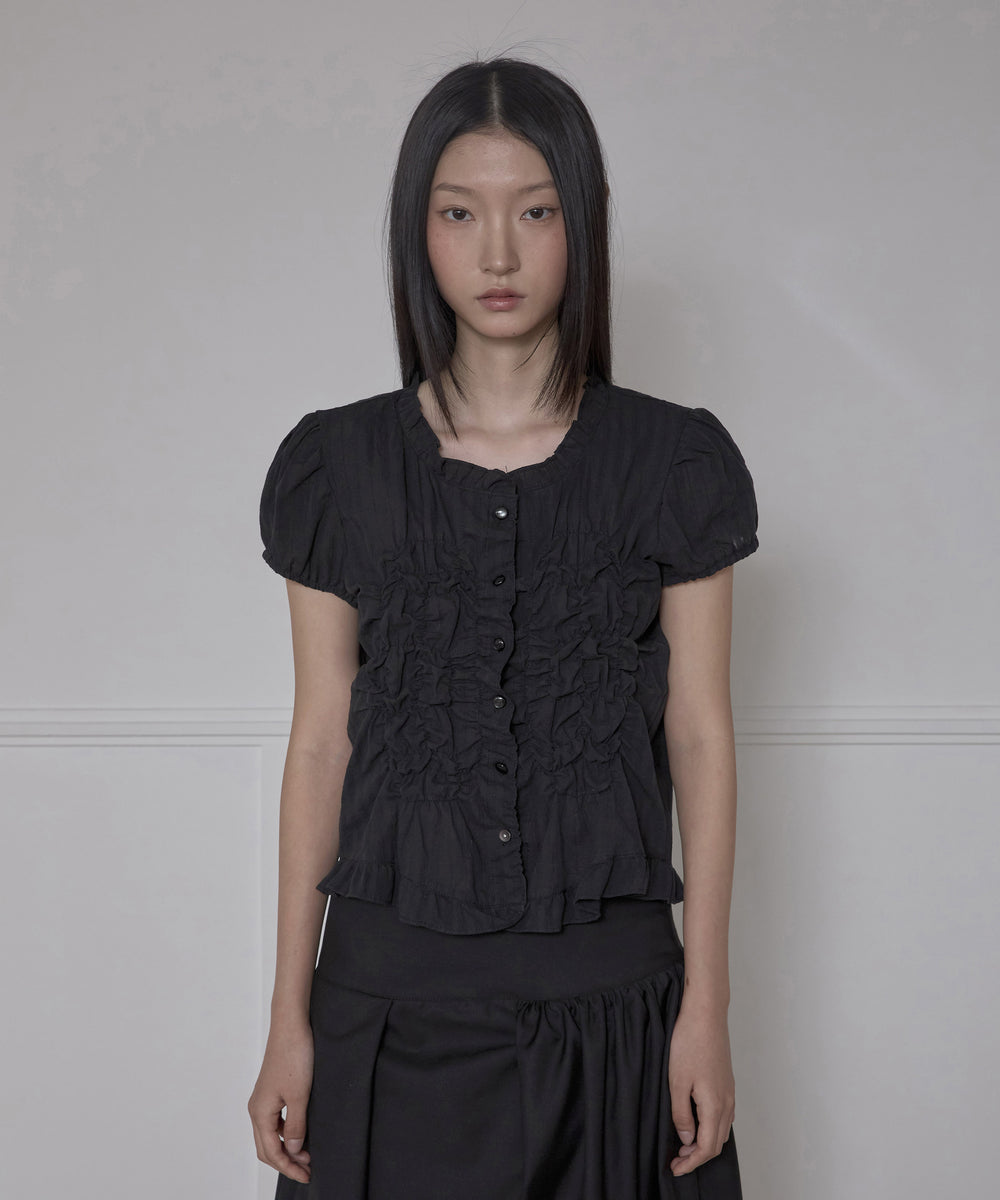 FLAREUP - Saya Frill Puff Blouse / Black