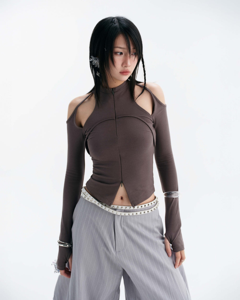 BUNNY HILL CONCEPT - CASPIAN LONG SLEEVE TOP (GREY)