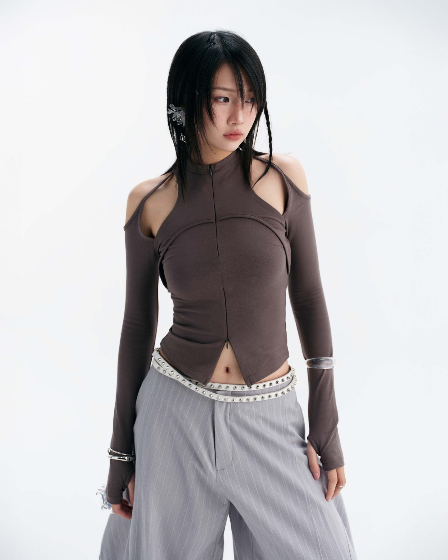 BUNNY HILL CONCEPT - CASPIAN LONG SLEEVE TOP (GREY)