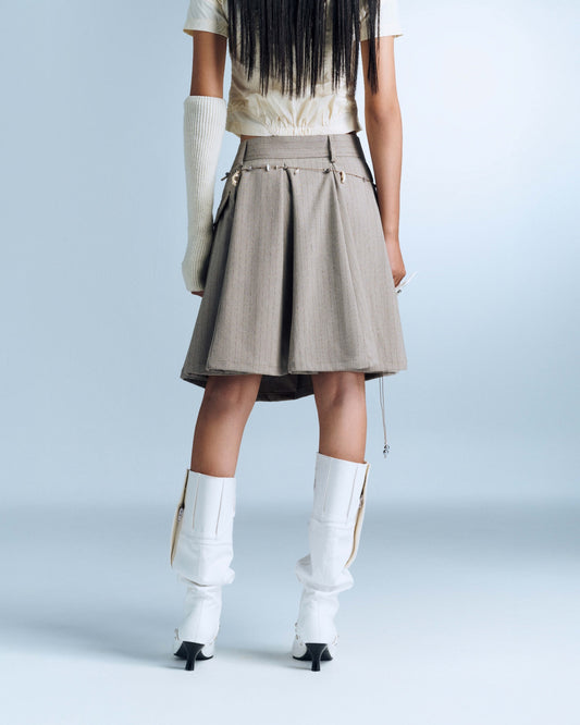 BUNNY HILL CONCEPT - DEVORA SKIRT BROWN STRIPES (Dispatch in 48hrs)