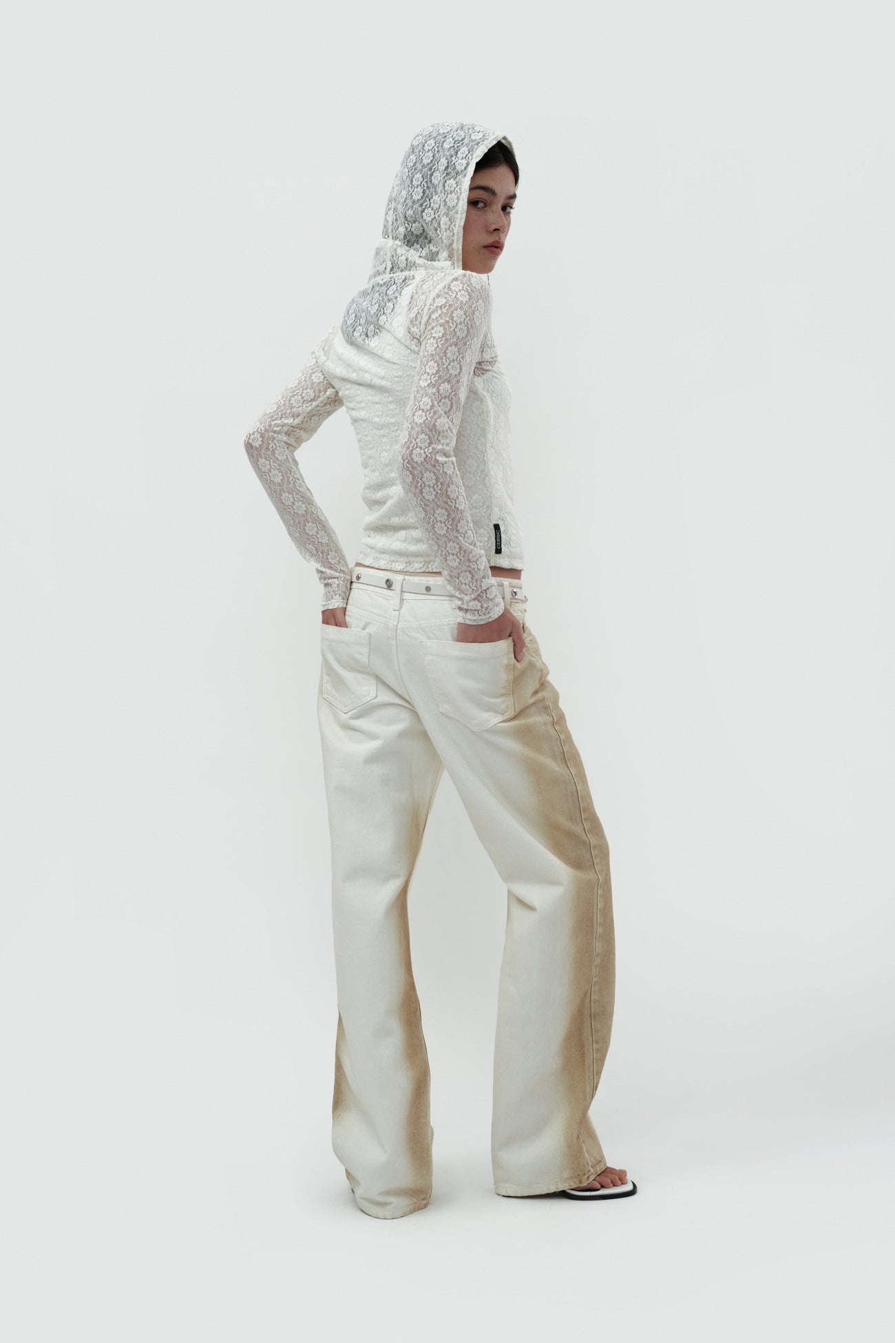 CERRIC -  BRUSH DYEING DENIM PANTS / IVORY