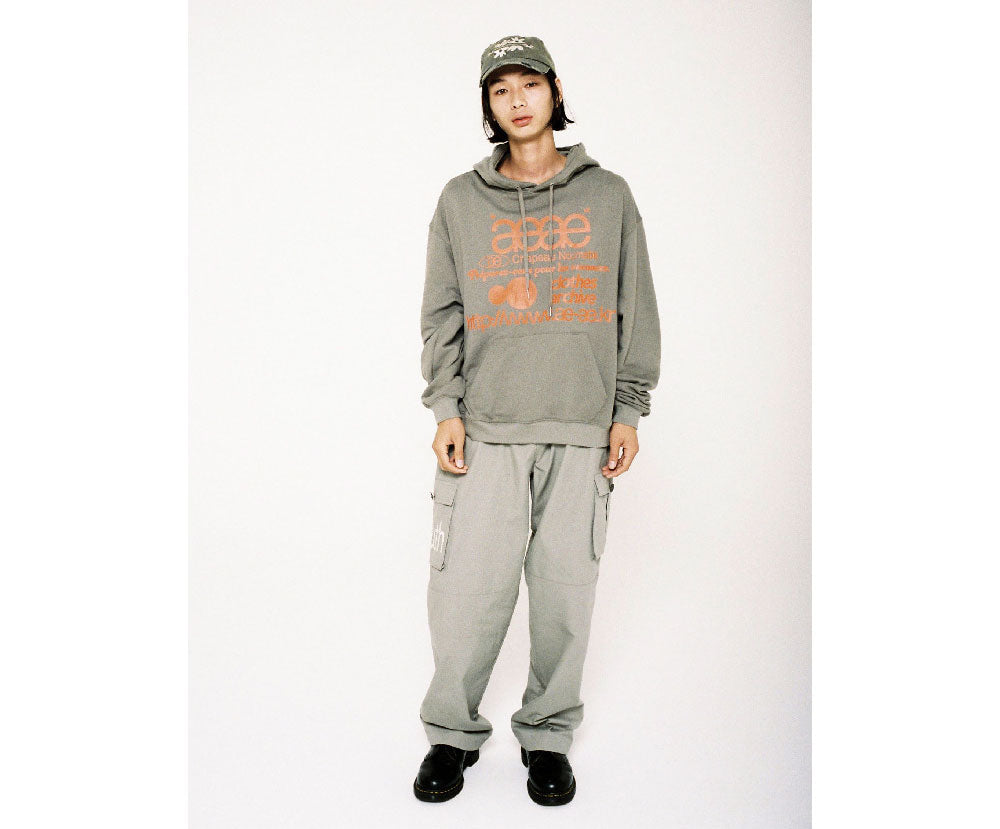 AEAE -  WEB LOGO LOOSED HOODIE - [KHAKI]