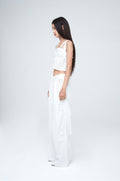 NACHE- CONSTRICT HOLE WIDE PANTS (UNISEX) WHITE