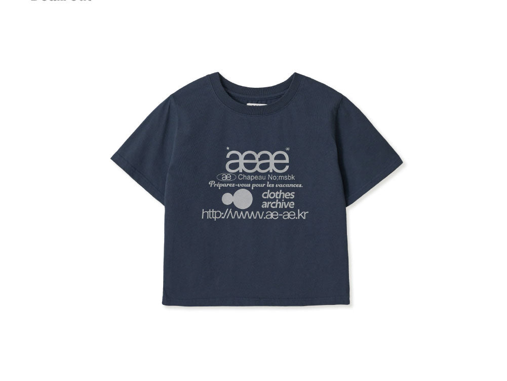 AEAE -  WEB LOGO CROP T-SHIRTS [NAVY]