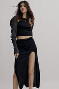 THREETIMES -  Jewel tank top cropped length black