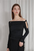 PAIN OR PLEASURE -  LYNN SHIRRING TOP black