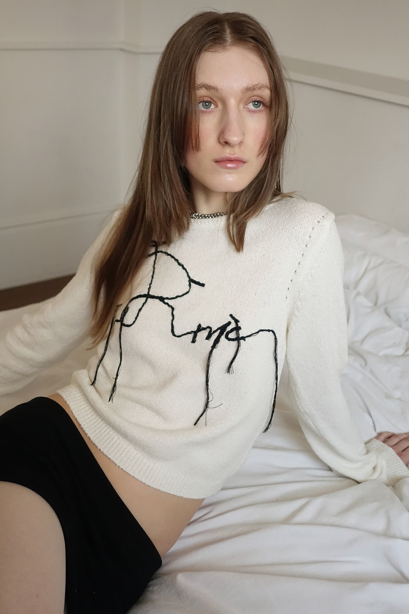 CERRIC -  DROP EMBROIDERY KNITWEAR / IVORY