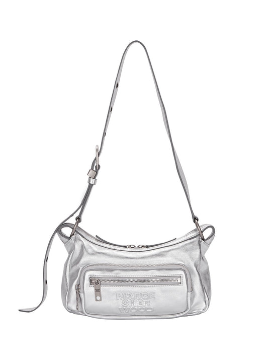 MARGESHERWOOD - OUTPOCKET HOBO MINI_metallic silver foiled plain