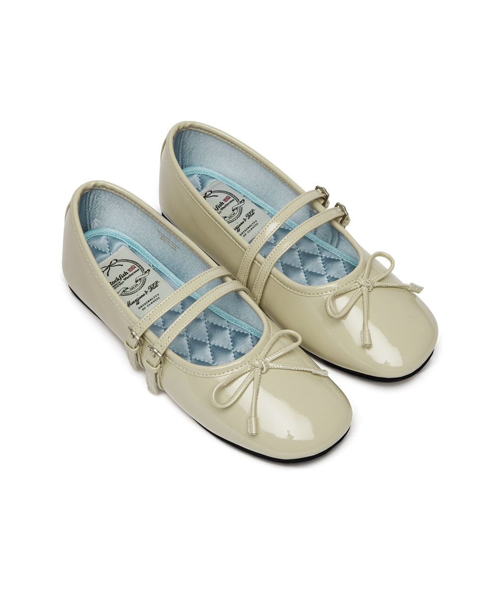 ROCKFISH WEATHERWEAR - SQUARE TOE TWO STRAP MARYJANES(ENAMEL) BUTTER