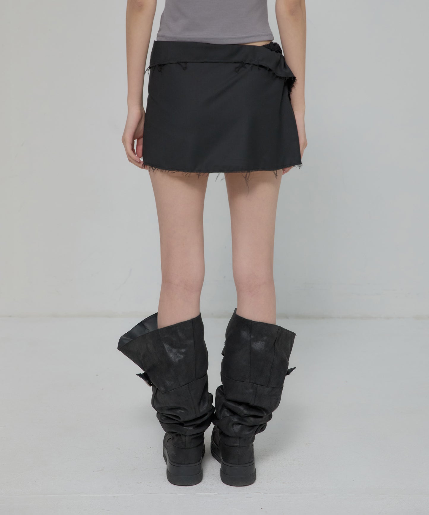 FLAREUP -  Asymmetrical Layered Mini Skirt / Black