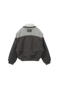 MATIN KIM -  KNIT MIXED FLIGHT JUMPER IN CHARCOAL