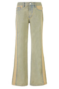 CERRIC -  CONTRAST BOOT CUT PANTS / SAND INDIGO