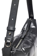 MATIN KIM - HALF SHIRRING RIBBON ROUND BAG IN CHARCOAL