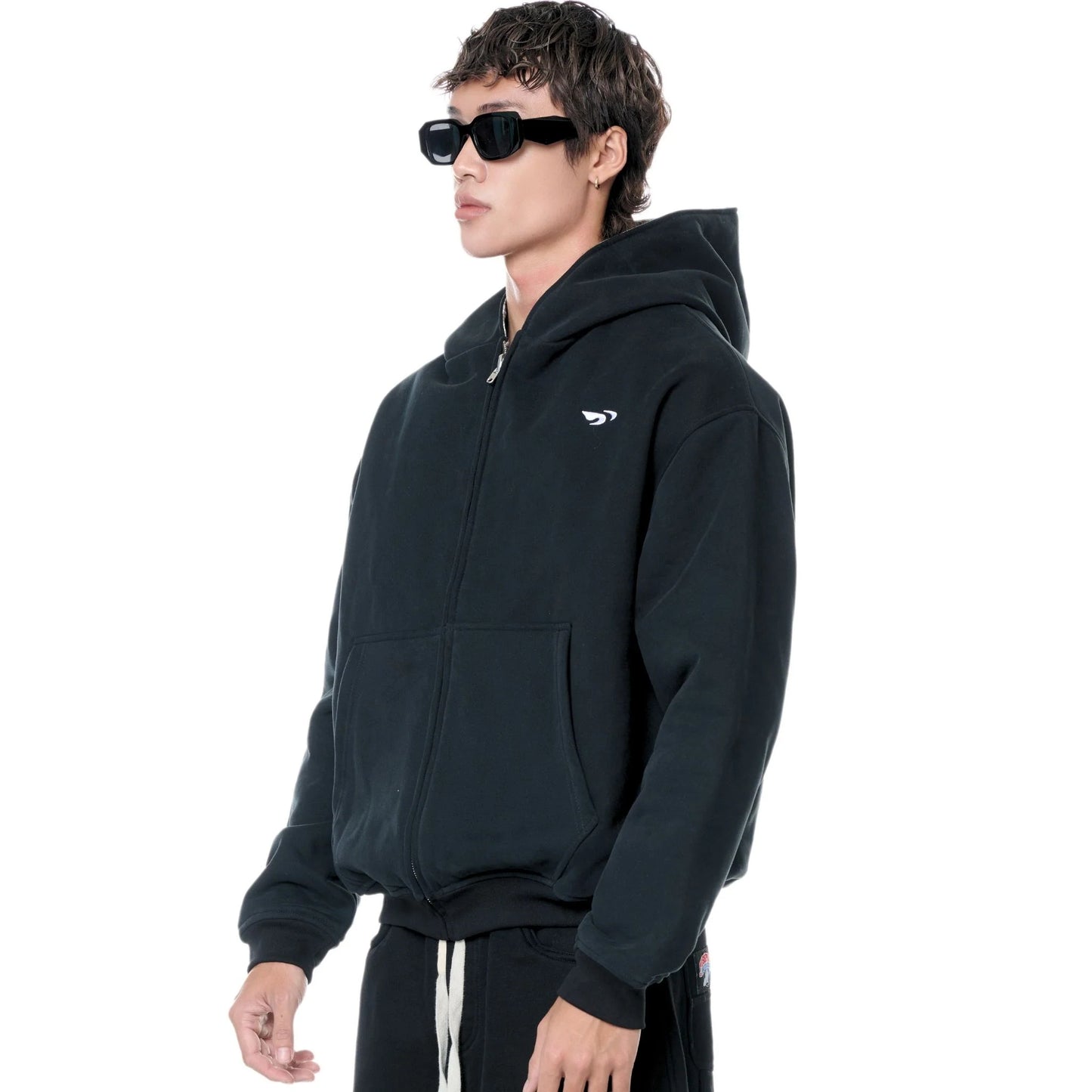 PUSH PUSH - PP FLIPSIDE ZIP HOODIE / Black Mono Gingham
