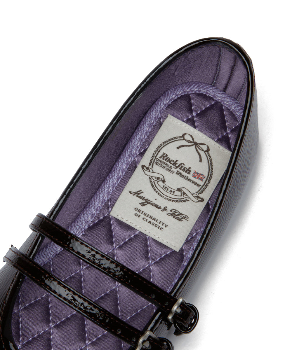 ROCKFISH WEATHERWEAR- SQUARE TOE TWO STRAP MARYJANES(ENAMEL) BROWN