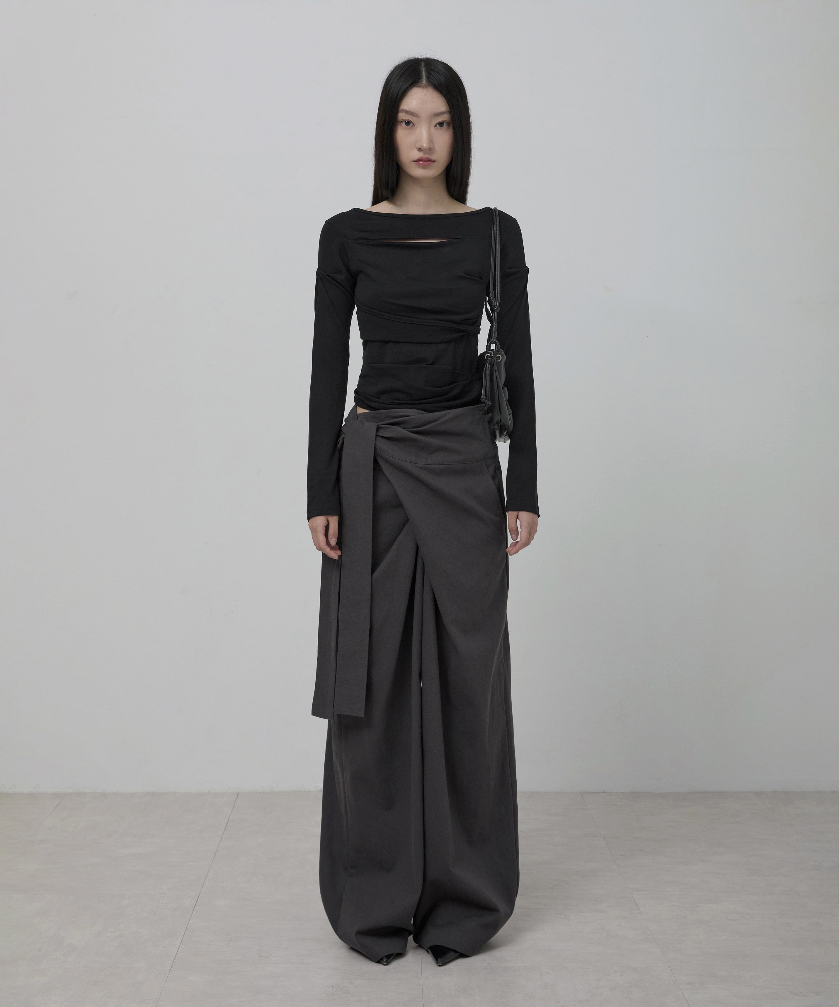 FLAREUP - Layered Wrap Trousers / Charcoal – KORIAH