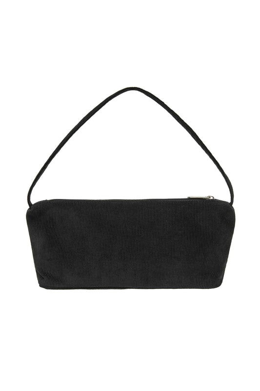 CORDUROY DAILY LONG HOBO BAG-BLACK