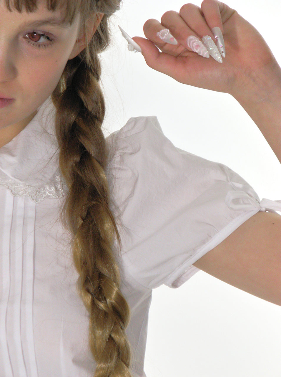 CRANK -  PINTUCK LACE COLLAR BLOUSE_WHITE