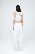 NACHE- CONSTRICT HOLE WIDE PANTS (UNISEX) WHITE