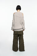 NACHE- ASYMMETRIC LAYERED KNIT (UNISEX) OATMEAL