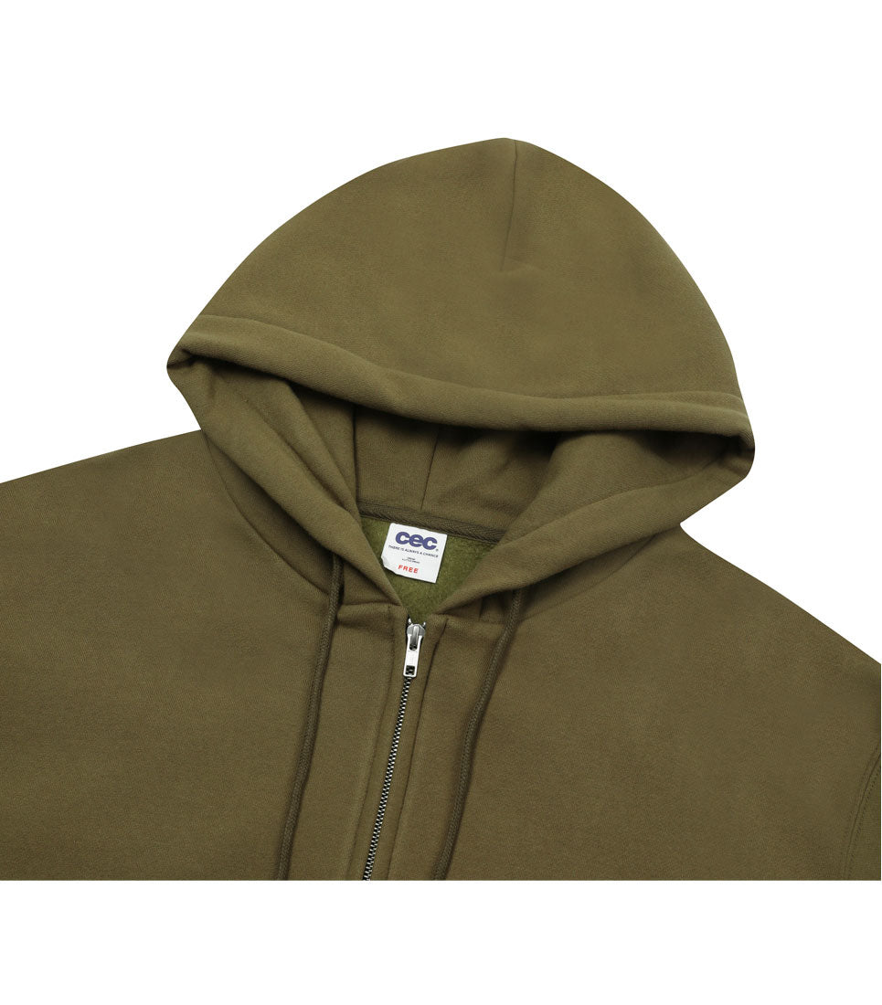 CHANCE CHANCE -  CEC ZIP-UP HOODIE KHAKI