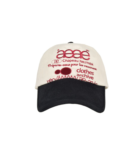 AEAE -  WEB LOGO 5 PANNEL BALL CAP - [ECRU/BLACK]