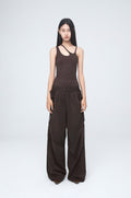 NACHE- CONSTRICT HOLE WIDE PANTS (UNISEX) DARK BROWN