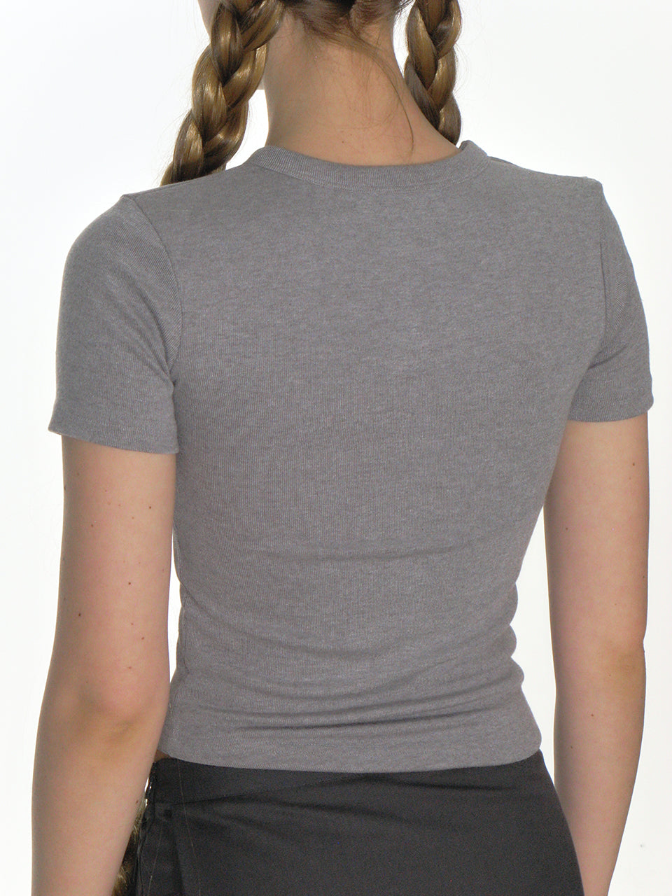 CRANK -  CREW NECK BASIC TOP_MELANGE GREY