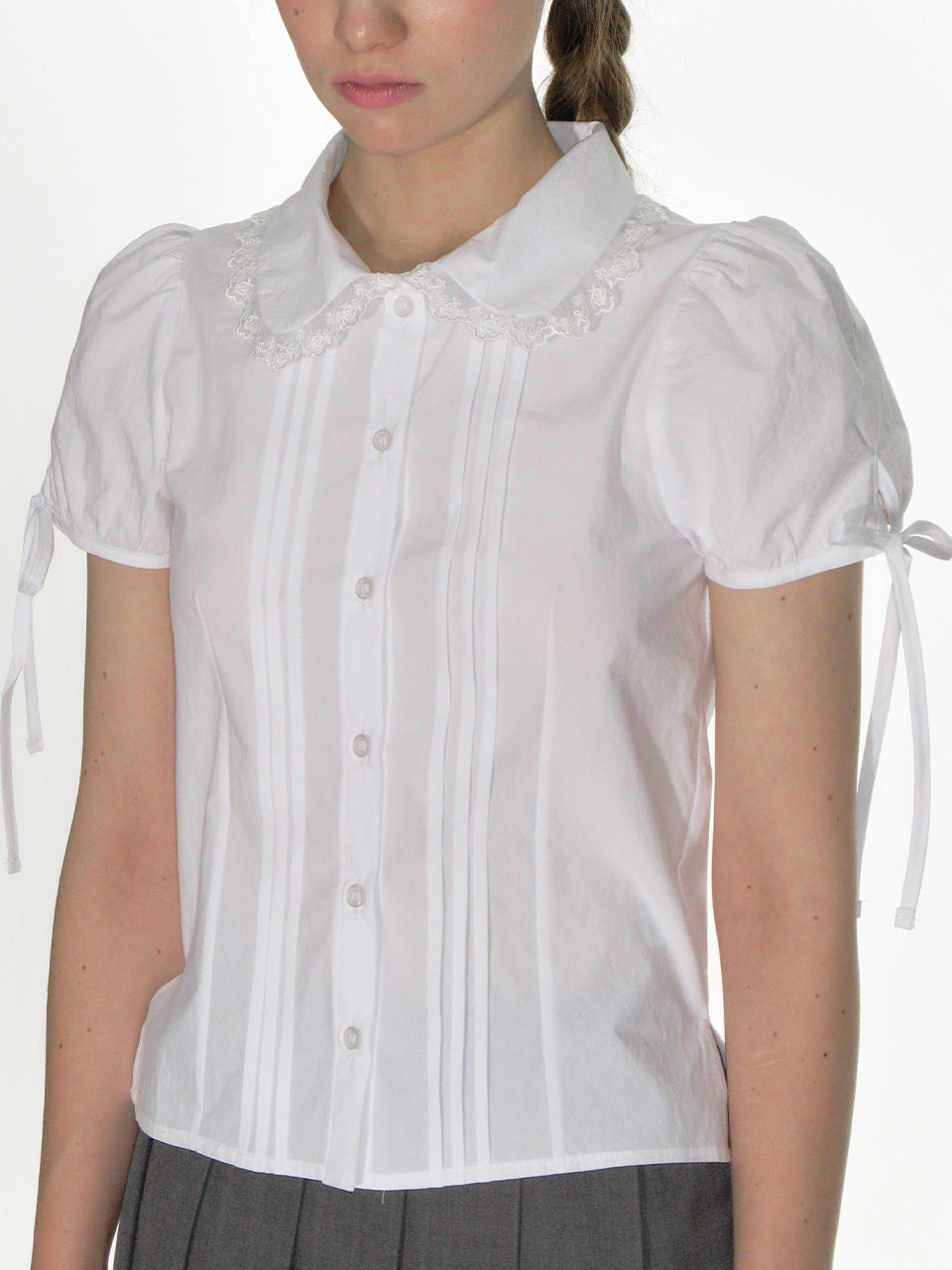 CRANK -  PINTUCK LACE COLLAR BLOUSE_WHITE