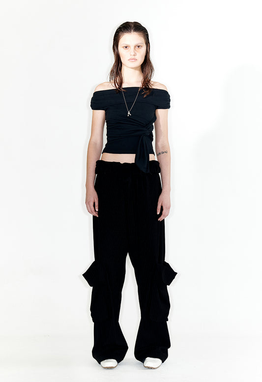 OPEN YY -  [15/6 DELIVERY]ROLLED WAIST CARGO PANTS, BLACK