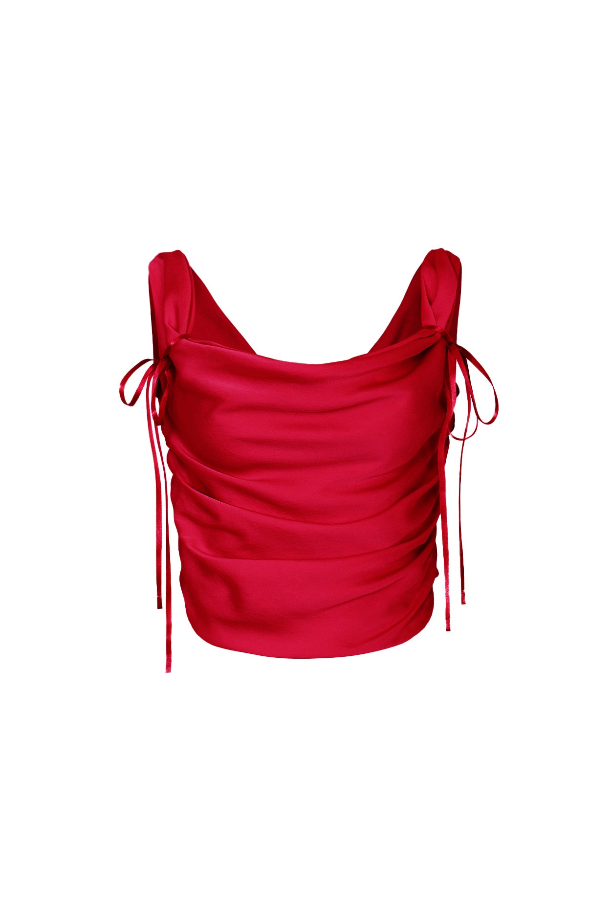 PAIN OR PLEASURE -  DEW COWL SATIN TOP red