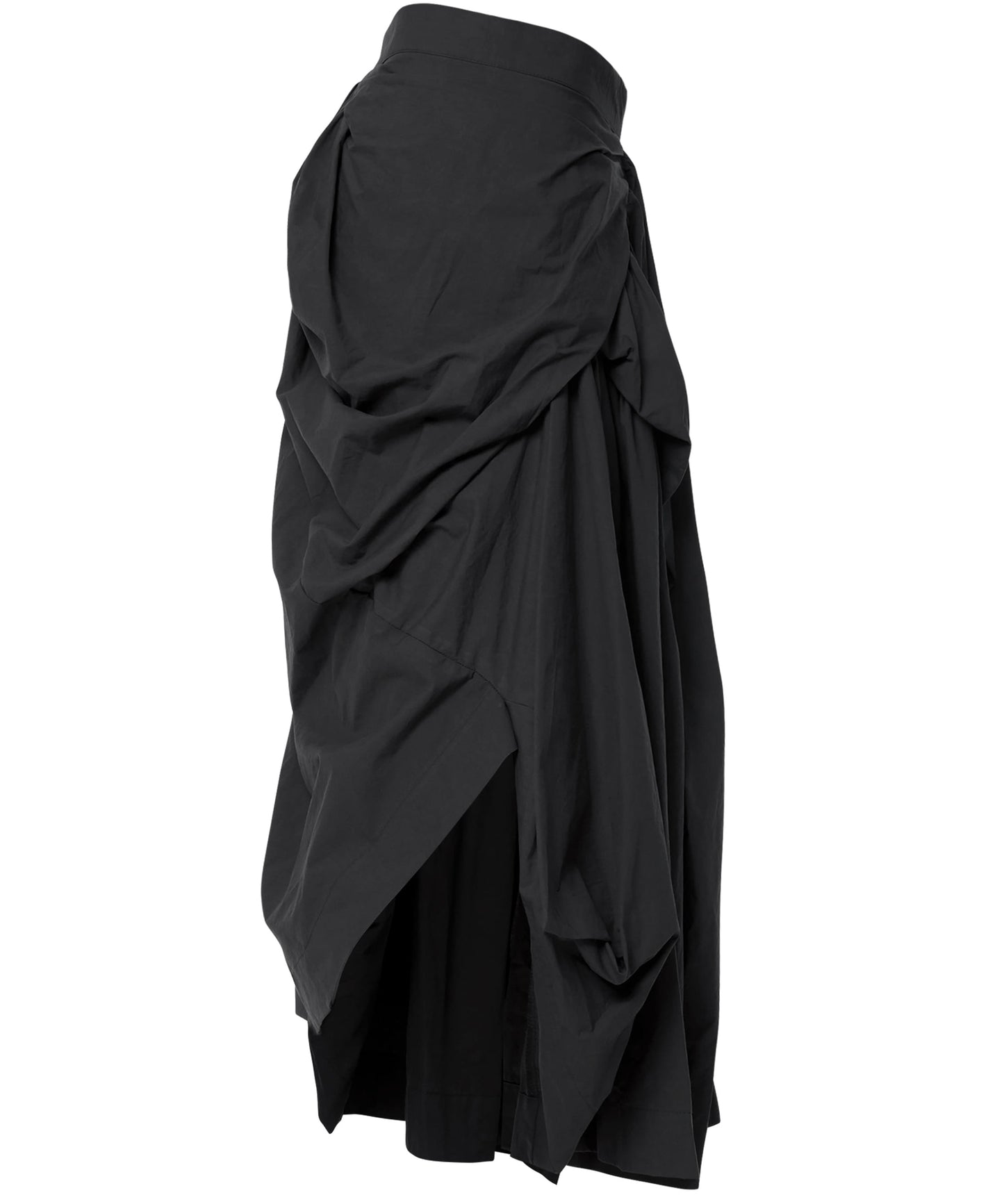 FLAREUP - Asymmetrical Draped Layered Long Skirt / Black