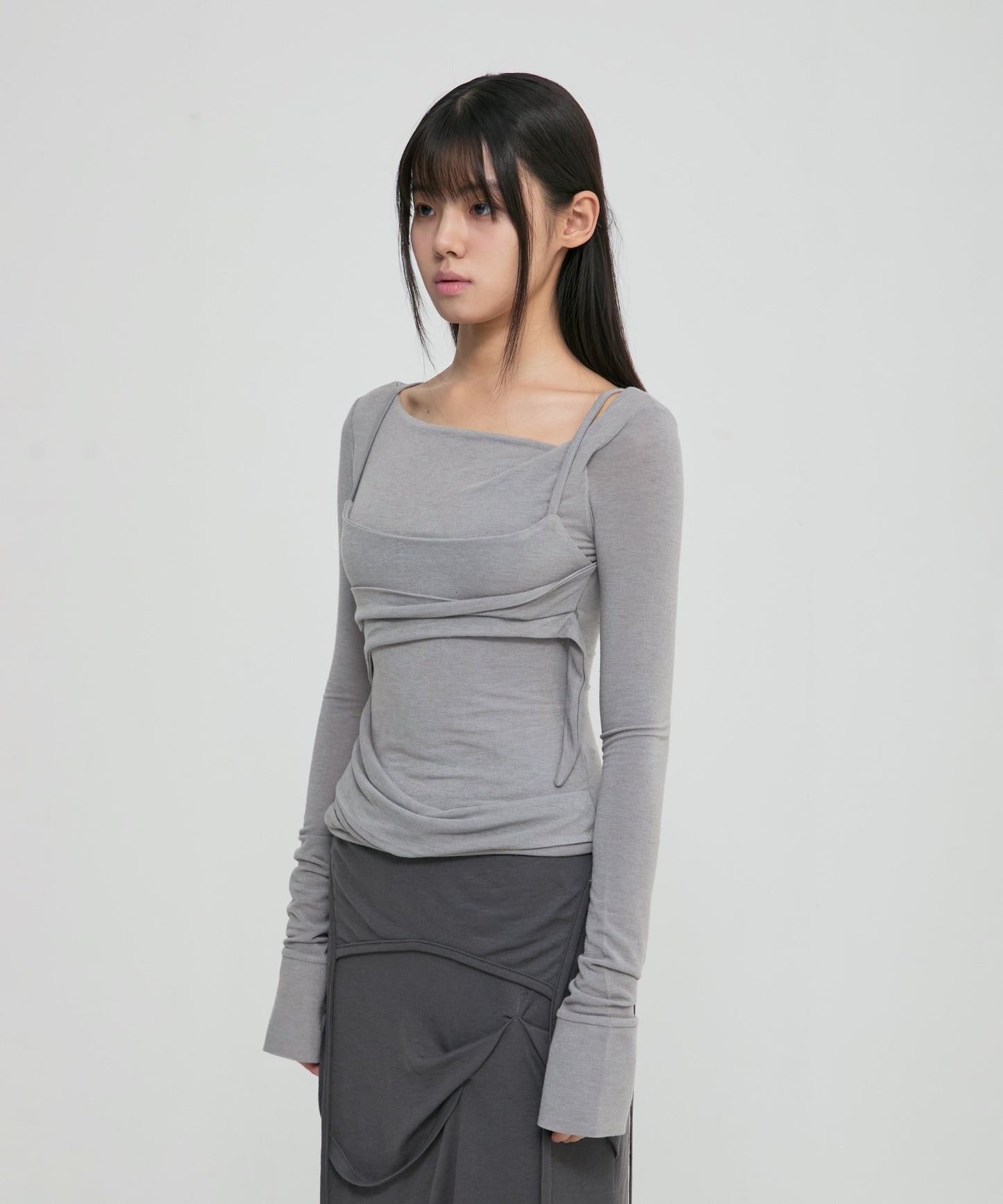 FLAREUP - Layered Bustier Long Sleeve / Gray