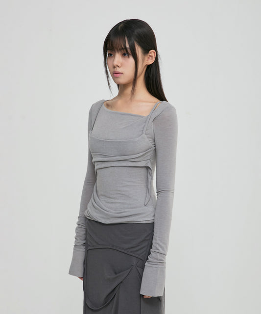 FLAREUP - Layered Bustier Long Sleeve / Gray