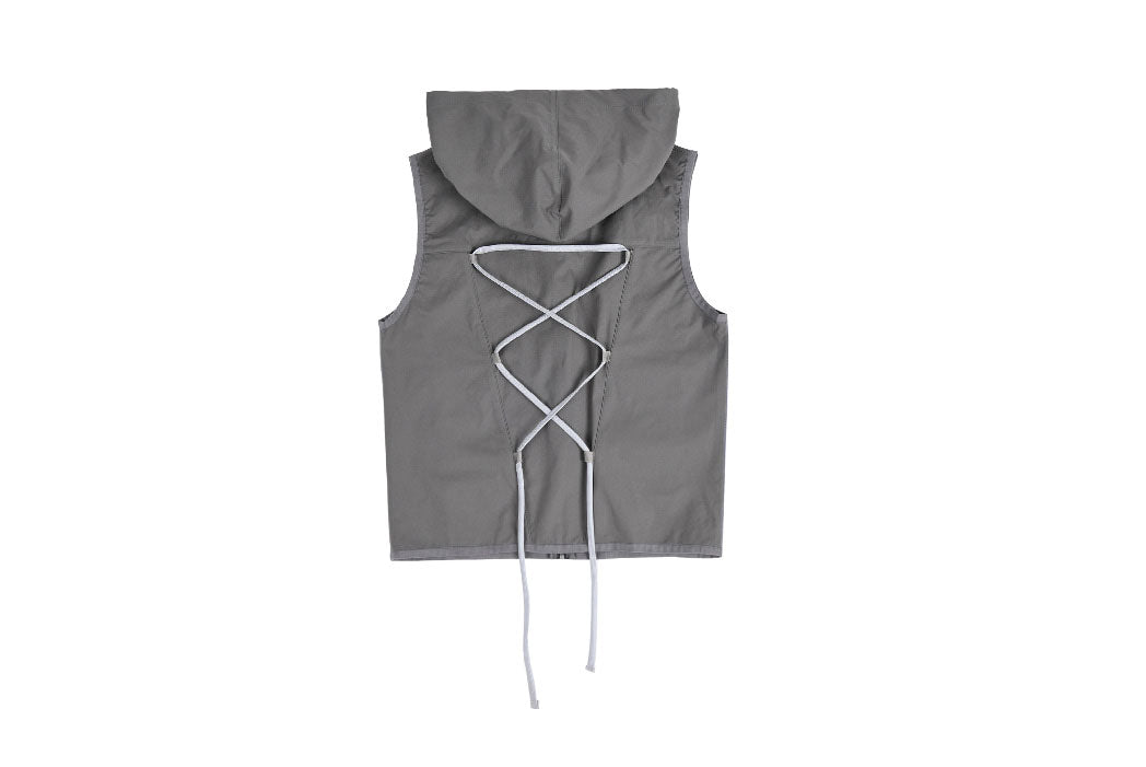 AEAE -  STRING LACE-UP VEST - [KHAKI]