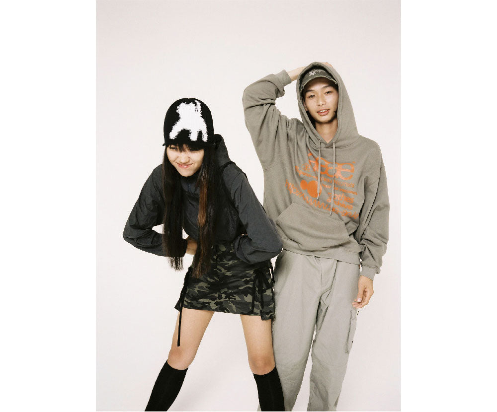 AEAE -  WEB LOGO LOOSED HOODIE - [BLACK]