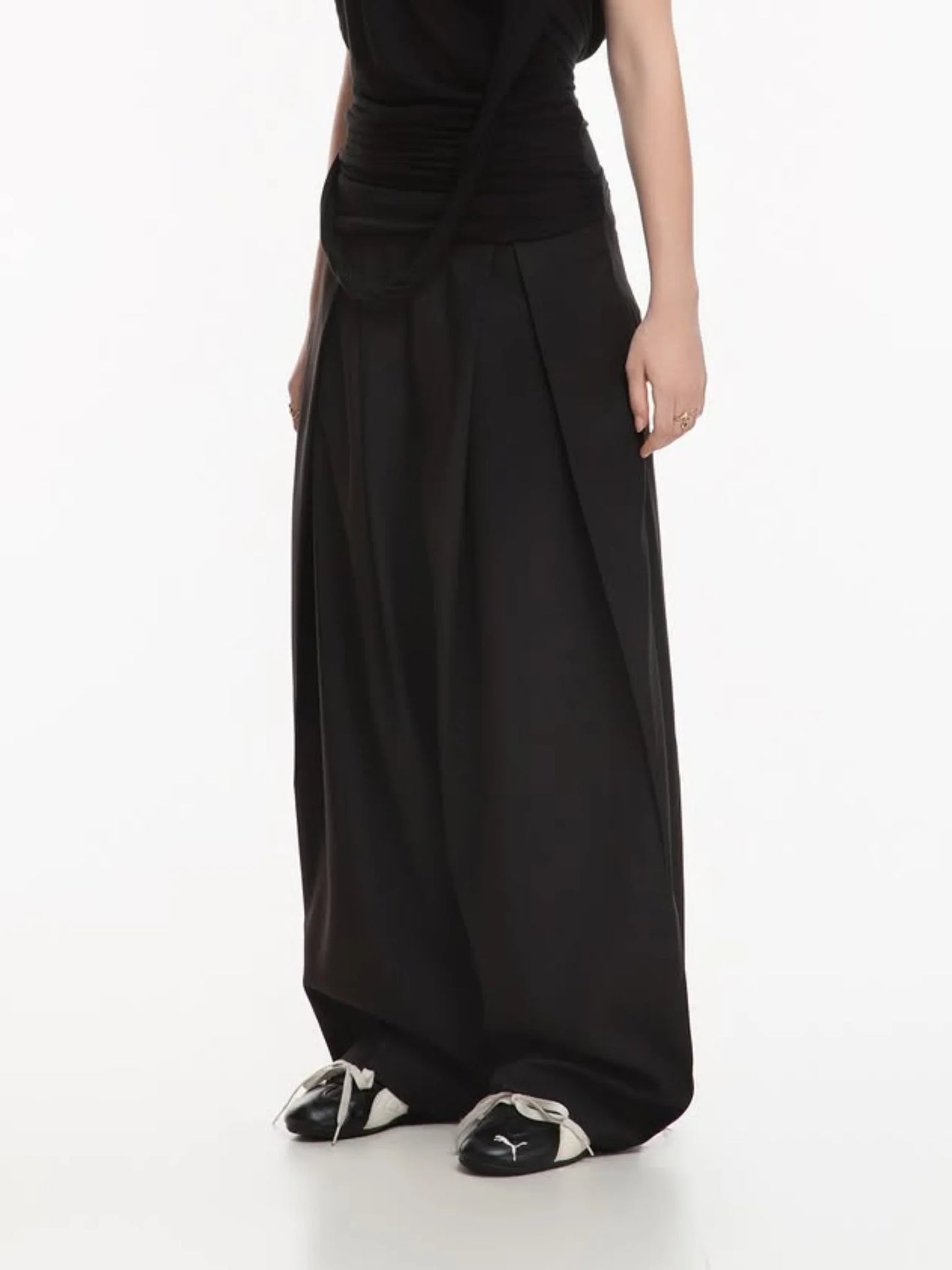 MELANCHOLY - Lunar Pleated Wide Pants / Black